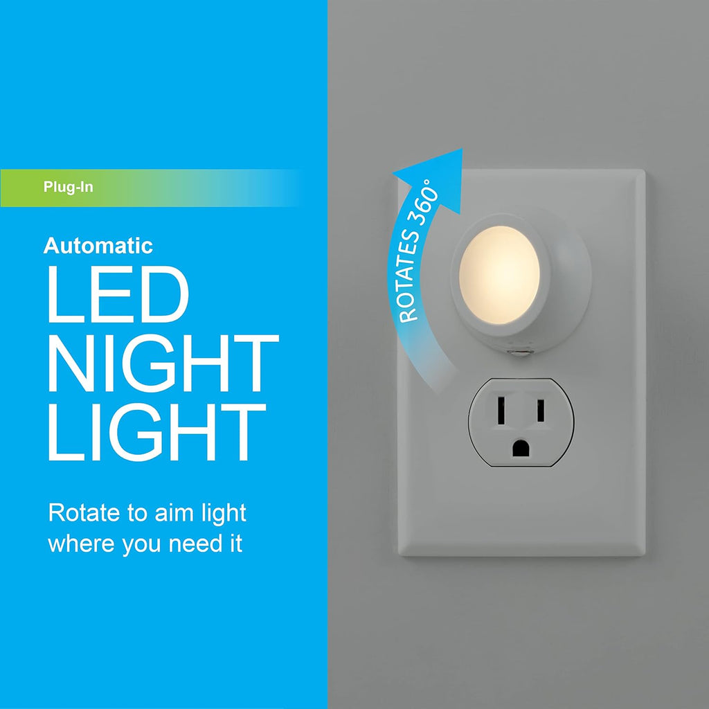 GE Rotating Plug in Night Light, Home Decor, Apartment Essentials, LED Lights for Bedroom, Ambient Lighting, Dusk to Dawn Sensor…
