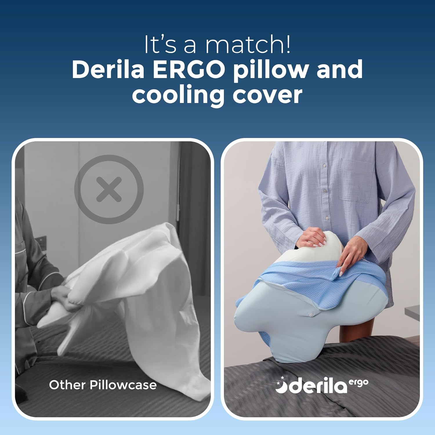 Derila Ergo Pillowcase Cervical Neck Pillow for Sleeping Pillow Case Contour Memory Foam Pillows for Back, Side Sleeper (Pillowcase…