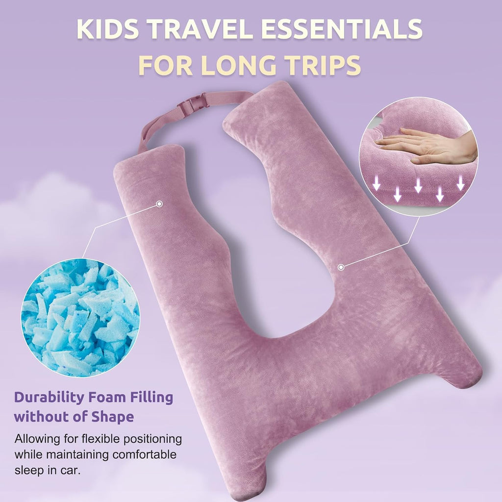 Car Pillow for Kids Travel Pillow with Adjustable Strap, Kids Floor Pillows Cushions for Adults and Children to Support Head and Body…