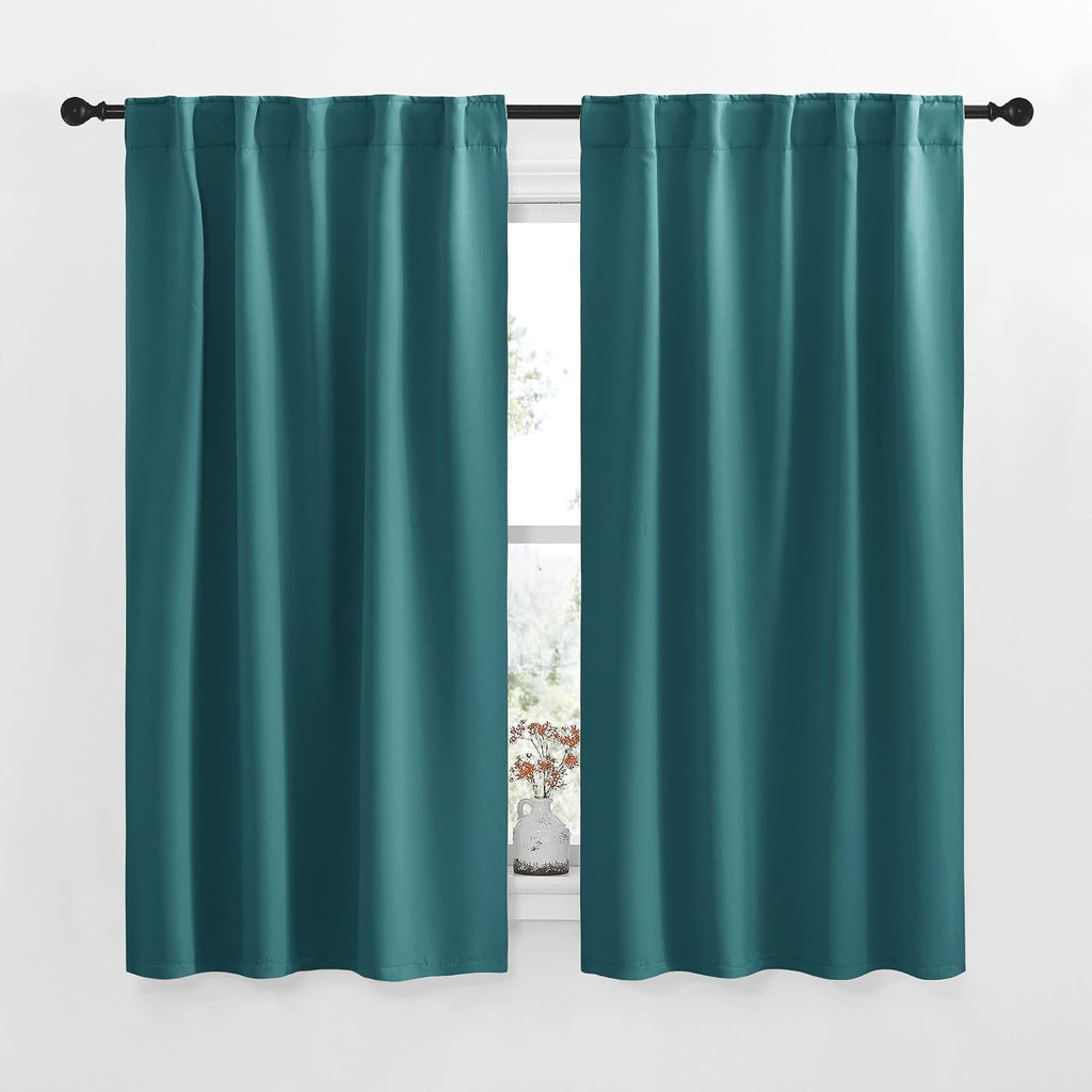 NICETOWN Blackout Curtain Panels for Living Room - (Sea Teal Color) 34x63 Inch, 2 Panels Set, Thermal Insulated Room Darkening Blackout…