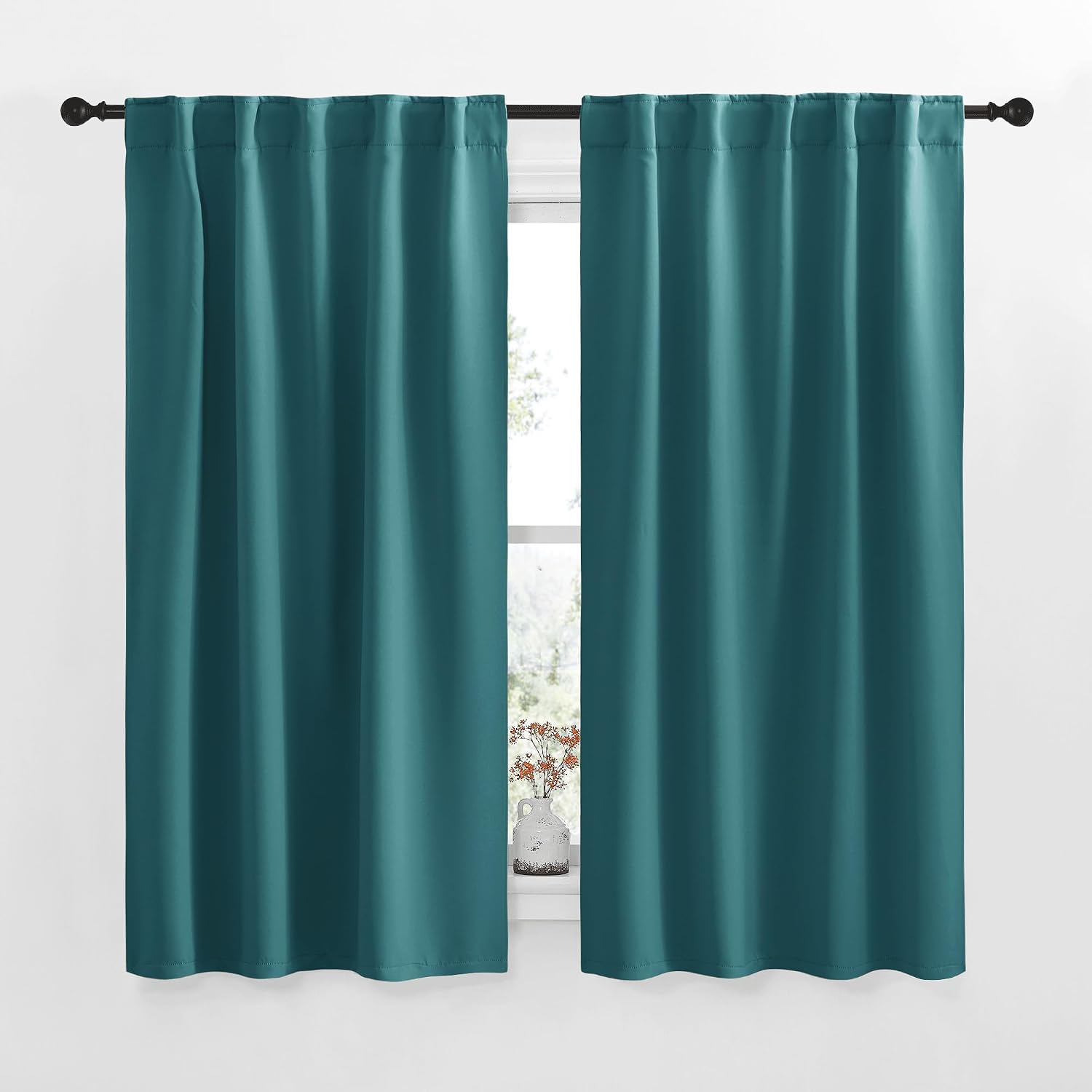 NICETOWN Blackout Curtain Panels for Living Room - (Sea Teal Color) 34x63 Inch, 2 Panels Set, Thermal Insulated Room Darkening Blackout…
