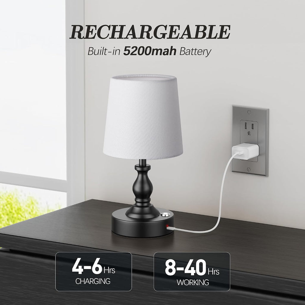 PARTPHONER Mini Cordless LED Table Lamp, 5200mAh Rechargeable Battery Operated Lamp, 3-Level Brightness, Touch Dimmable Desk Lamp…