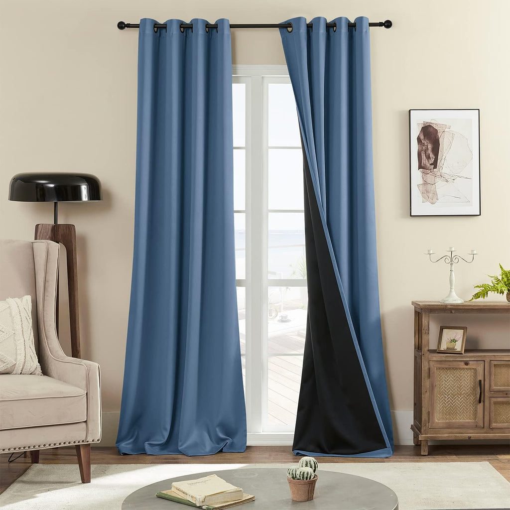 Rutterllow 100% Blackout Curtains, Full Shade Long Complete Drapes for Living Room, Thermal Insulated Bedroom Window Treatment Drapes (2 Pa…