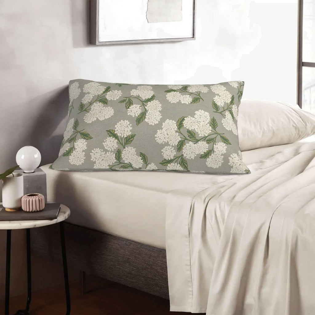 Grey Spring Pillow Covers 12x20 Inch 2 Pcs Gray Green Hydrangea Flower Decor Throw Pillows Vintage Floral Seasonal Summer Outdoor…