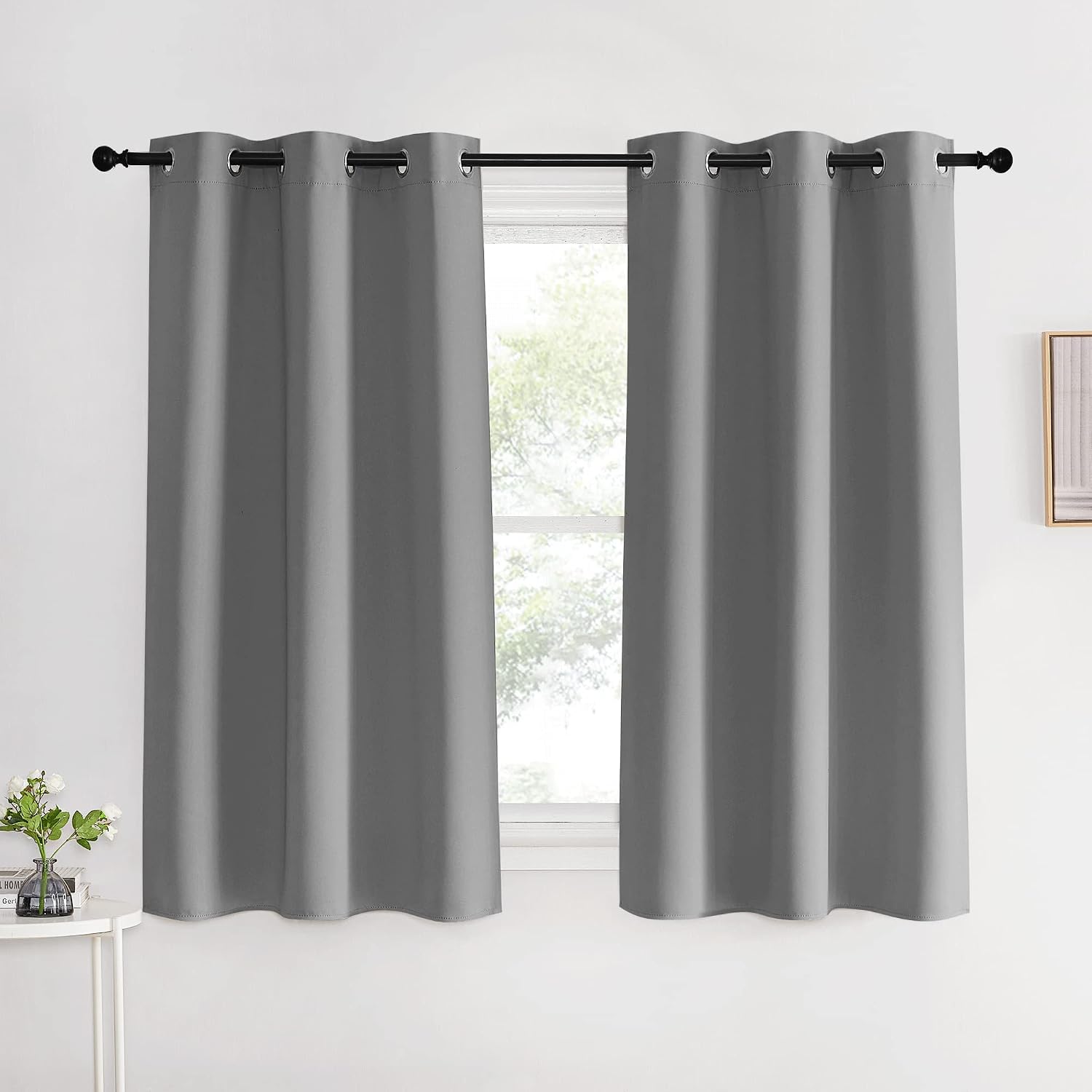 NICETOWN Silver Grey Blackout Curtain Panels for Bedroom, 2 Panels, W42 x L60 inches, Thermal Insulated Grommet Top Blackout Draperies…