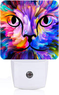Colorful Cat Face Night Light, Plug Into Wall Decor for Stairway, Hallway, Kitchen, Dusk to Dawn Sensor Nightlights for Boys/Girls/Women/Men…