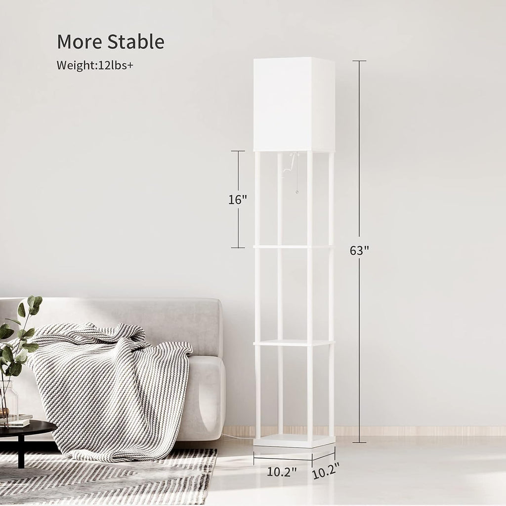 SUNMORY Floor Lamp with Shelves, Modern Square Standing Lamp with 3 Color Temperature Bulb, Corner Display Bookshelf Lamp for Living Room…