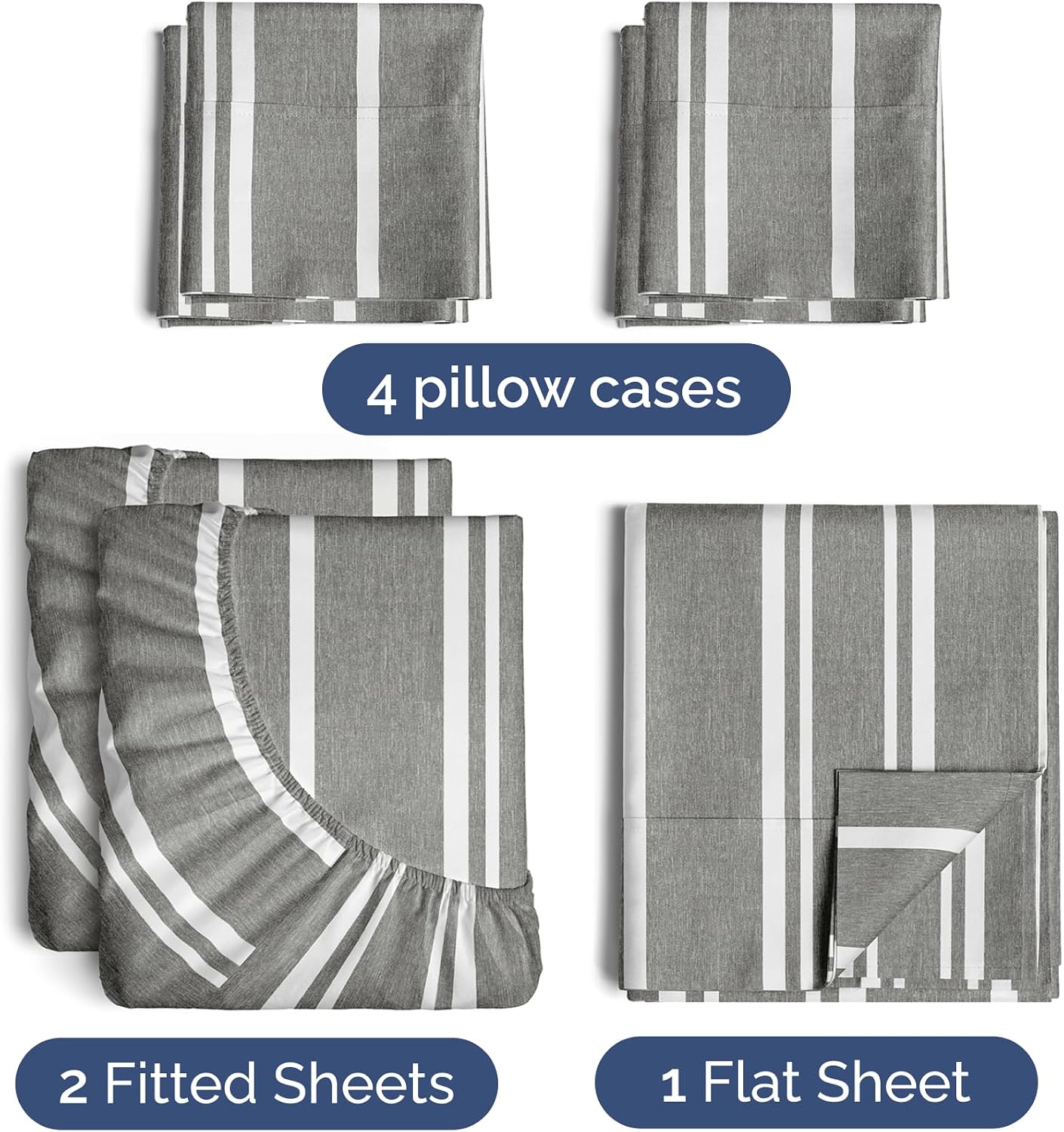 Split King 7 Piece Sheet Set - Comfy, Breathable & Cooling - Hotel Luxury Bedding for Women, Men, Kids, Teens and Children - 1 Flat & 2…