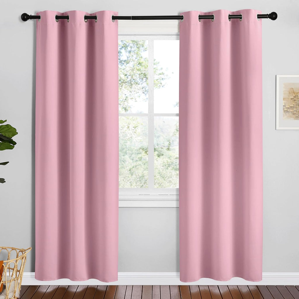 NICETOWN Crystal Pink Room Darkening Curtains for Kitchen, Set of 2, 42 inches Wide by 78 inches Long, Window Treatment Thermal Insulated…