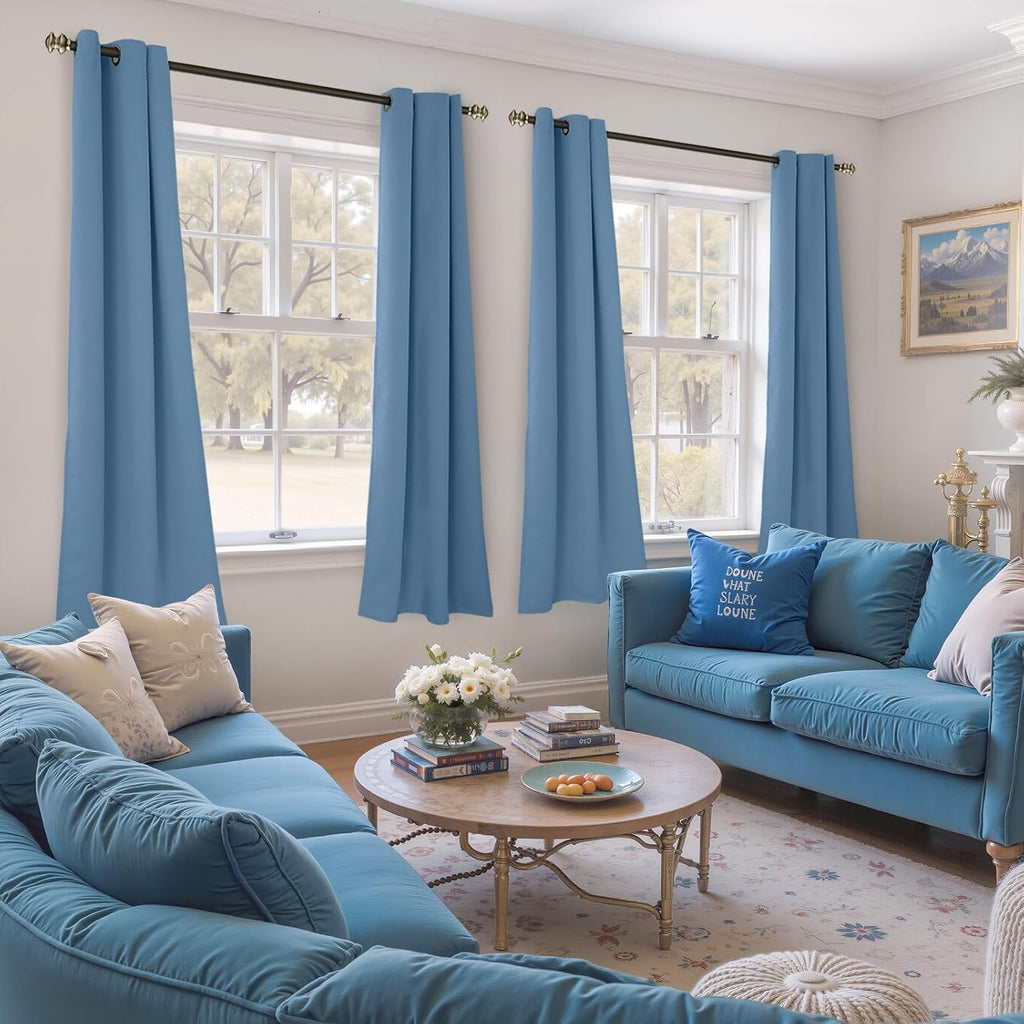 YoungsTex Denim Blue Blackout Curtains 68 Inch Length for Bedroom - Thermal Insulated Drapes with Grommet Room Darkening Window Treatments…