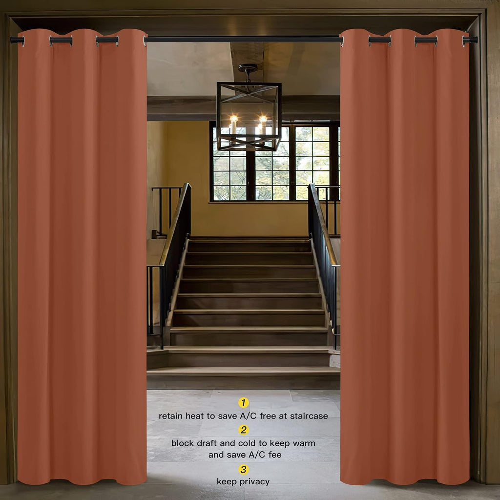NICETOWN Burnt Orange Insulated Blackout Curtain Home Decoration Solid Grommet Top Blackout Living Room Drape for Large Window on Day (1…