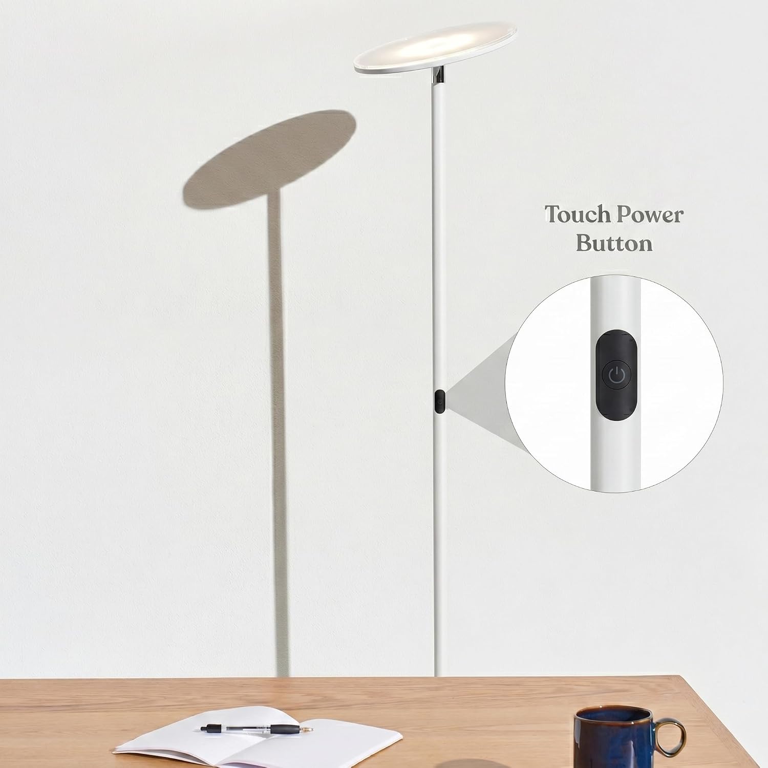 Brightech Sky LED Floor lamp, Torchiere Super Bright Floor Lamp for Living Room Decor & Office - Dimmable, Tall Standing Lamp with Warm Lig…