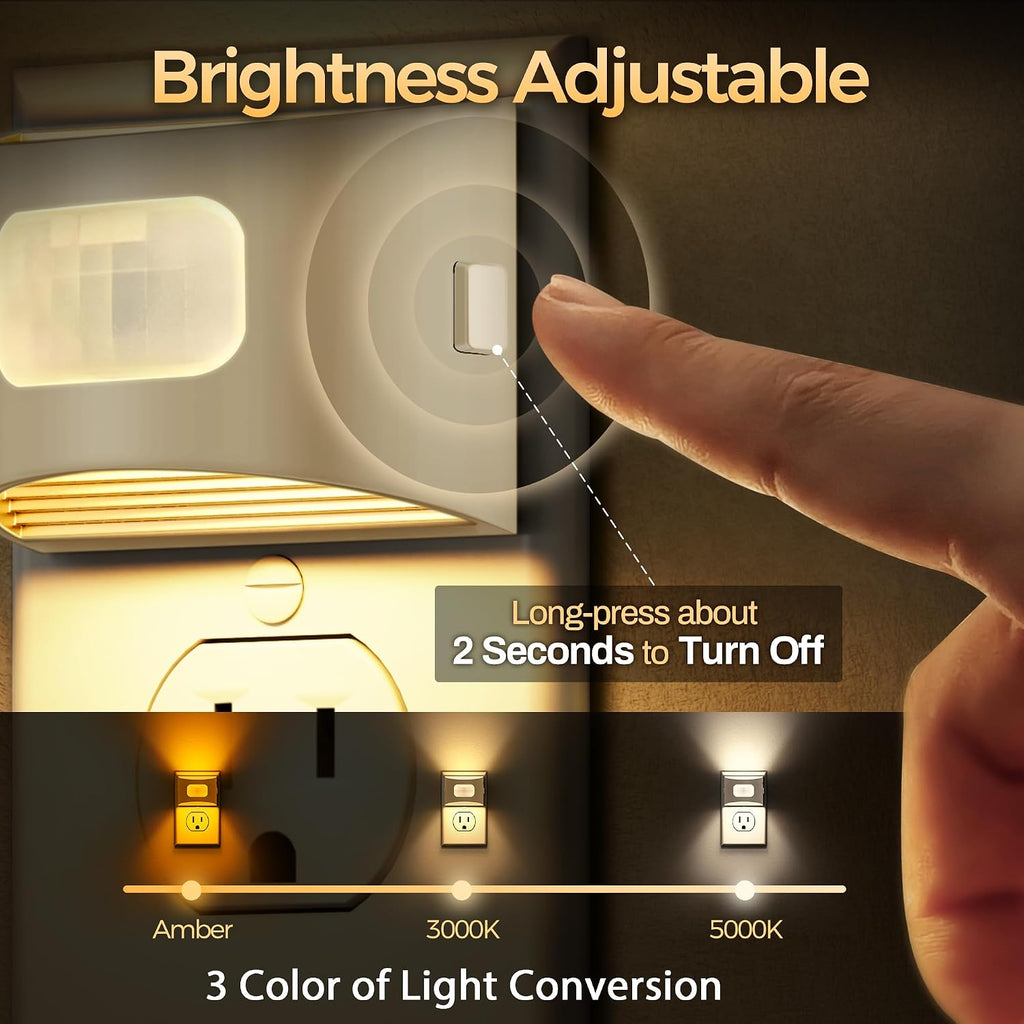 DORESshop LED Night Light[2 Pack], Night Lights Plug into Wall, 3 Color Temperatures Plug in Night Light with Motion Sensor, Dusk to Dawn S…