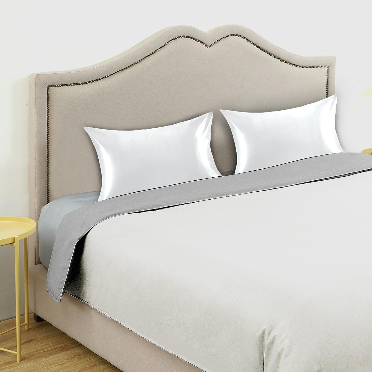 White Color Pillow Covers Silk Pillowcase for Hair and Skin Breathable Soft Satin Pillowcase Queen Size Pillow Case for Women Men Bed Hot…