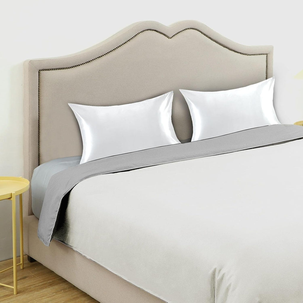White Color Pillow Covers Silk Pillowcase for Hair and Skin Soft Breathable Cooling Satin Pillowcase King Size Pillow Case for Hot…
