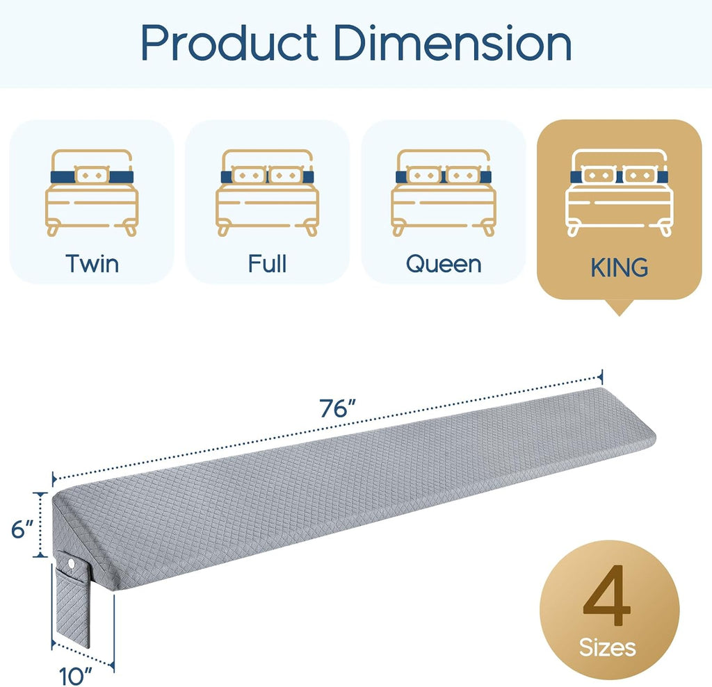 Homemate King Size(76"x10"x6") Bed Wedge Pillow for Headboard - Upgraded Bed Gap Filler King Between Mattress and Headboard - Wedge…