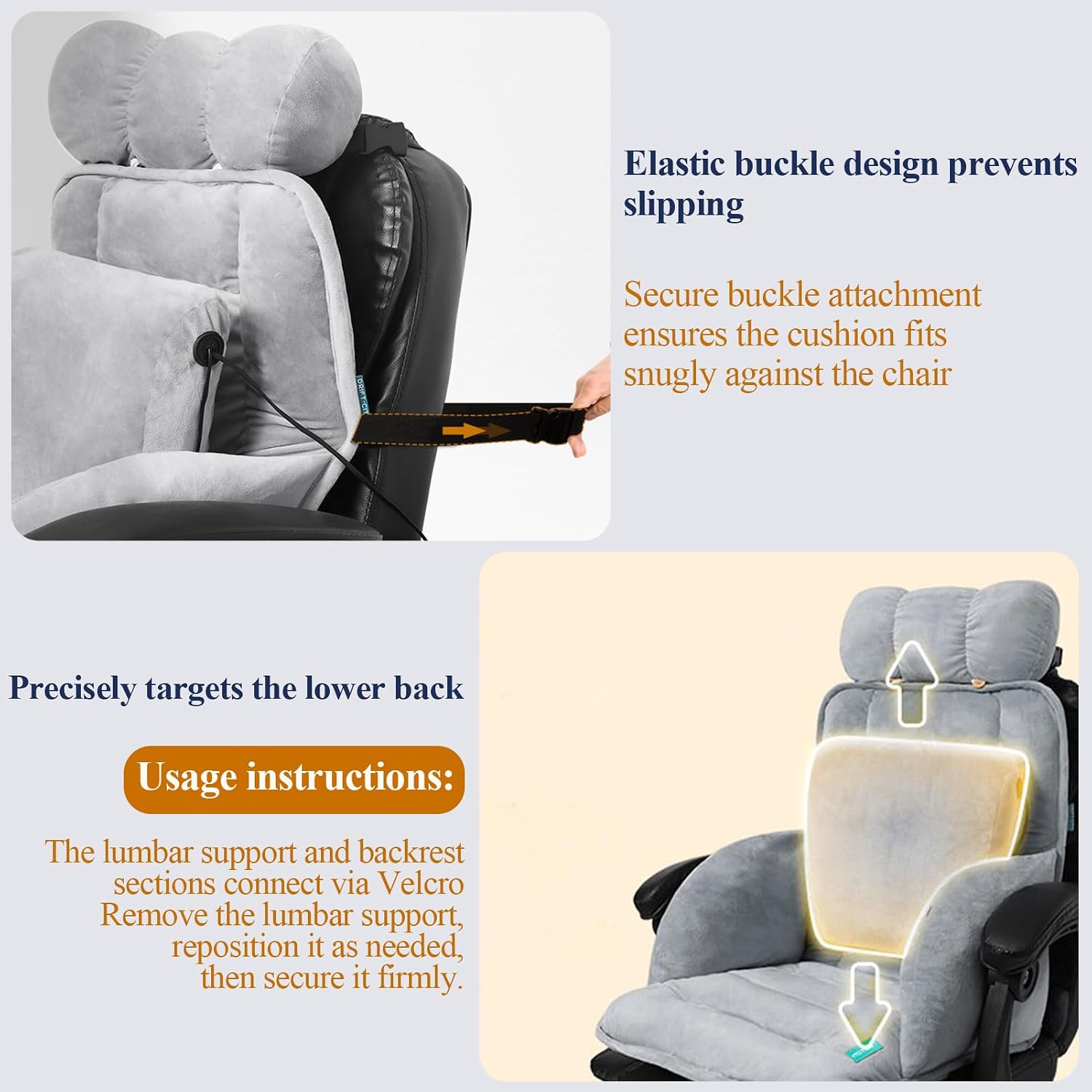 Generic USB Heated Seat Cushion, Lumbar Support Heated Seat Pad with Armrest for Office Chair, Ajustable Backrest Warm Pillow for Long…