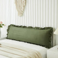 Merryword Shabby Chic Olive Green Body Pillow Cover - 20x54in Long Pillowcase with Ruffled Fringe Decor Green