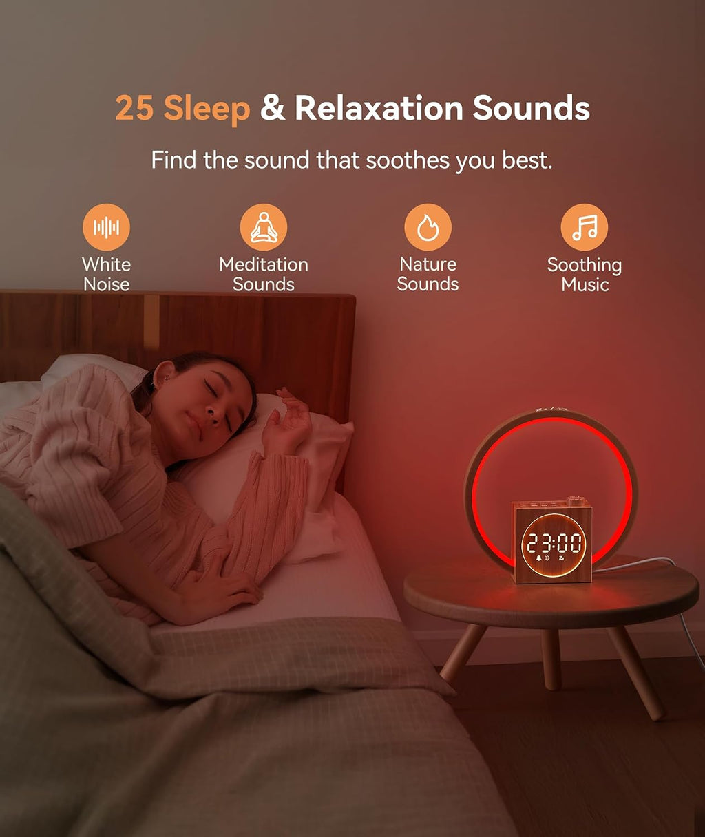 Dreamegg Sunrise Alarm Clock - Sound Machine for Sleep, 12 Ambient Colors &20-Level Dimmable Night Light, 25 Soothing Sounds, White Noise M…