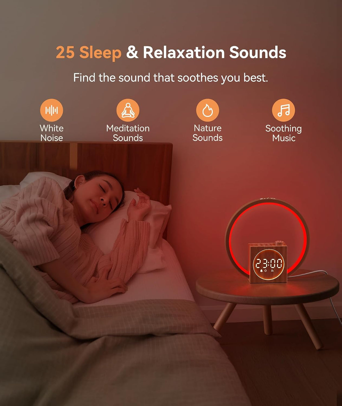 Dreamegg Sunrise Alarm Clock - Sound Machine for Sleep, 12 Ambient Colors &20-Level Dimmable Night Light, 25 Soothing Sounds, White Noise M…