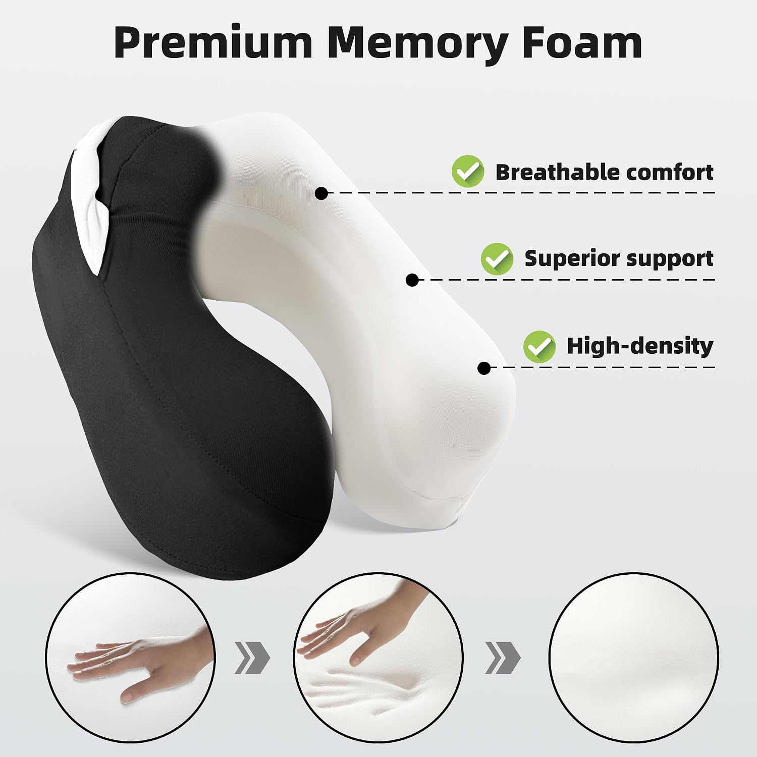 Privacy-Friendly Hooded Travel Pillow for Kids & Adults, Sensory-Friendly, Memory Foam Neck Support for Airplane, Car & Train, Breathable…