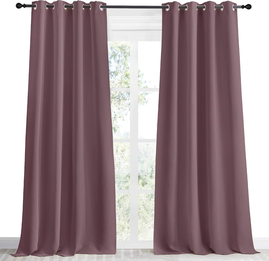 NICETOWN Kitchen Blackout Window Curtain Panel, Dry Rose, 1 Panel, 55 by 96 inches Long, Home Fashion Thermal Insulated Solid Grommet…