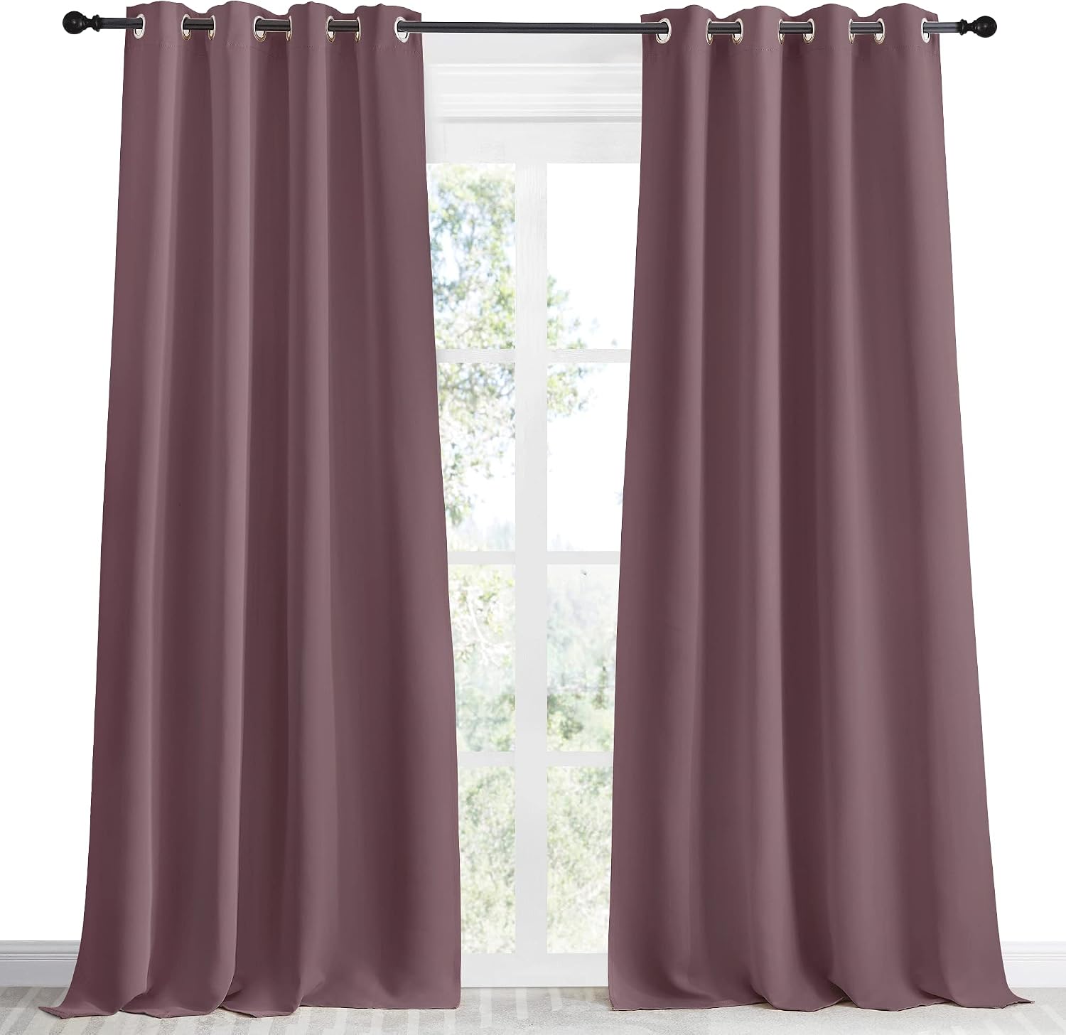 NICETOWN Kitchen Blackout Window Curtain Panel, Dry Rose, 1 Panel, 55 by 96 inches Long, Home Fashion Thermal Insulated Solid Grommet…