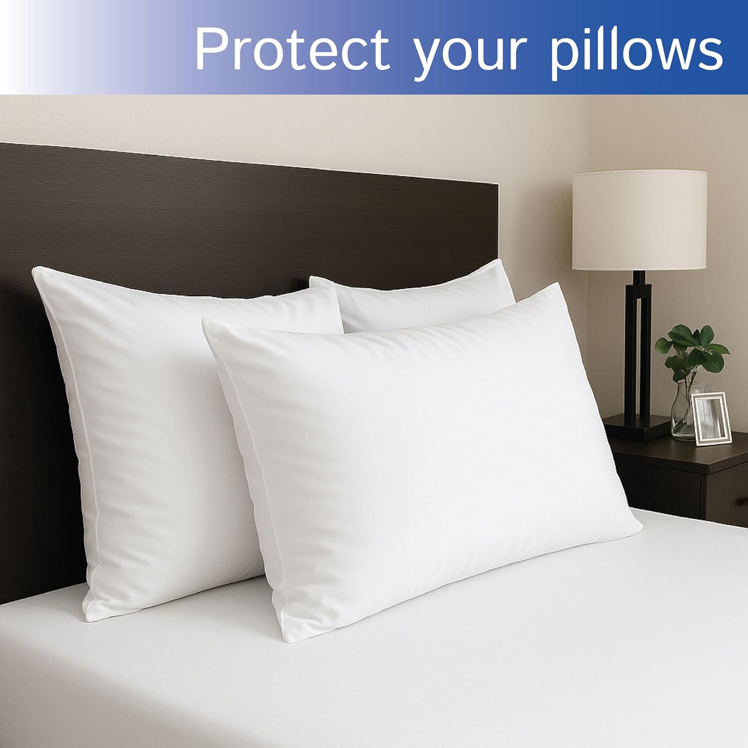 Standard Pillow Protectors (Set of 4) – Hypoallergenic Pillow Cover Waterproof Dust Allergen Proof Zippered Encasement