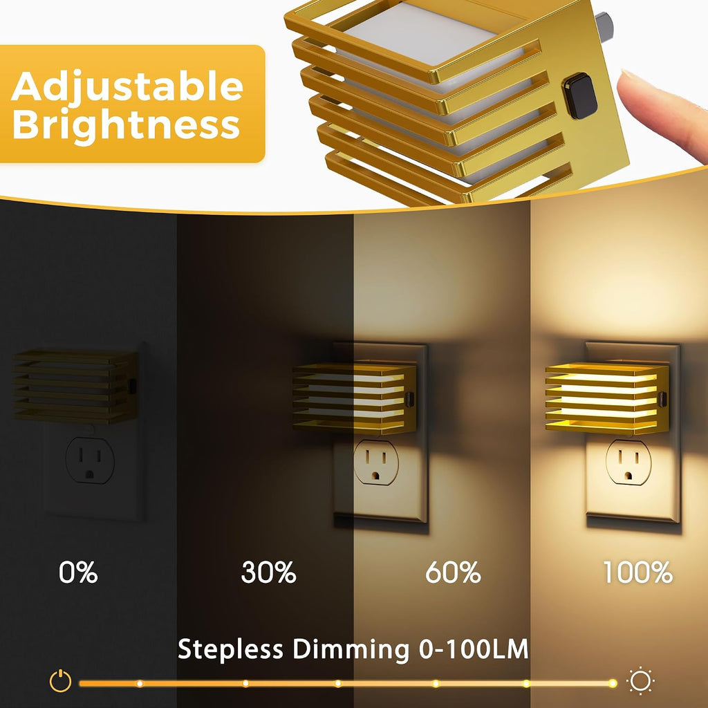 L LOHAS LED Night Lights Plug into Wall, 2 Pack Modern Night Light with Dusk to Dawn Sensor, Dimmable Plug in Night Light, Adjustable…