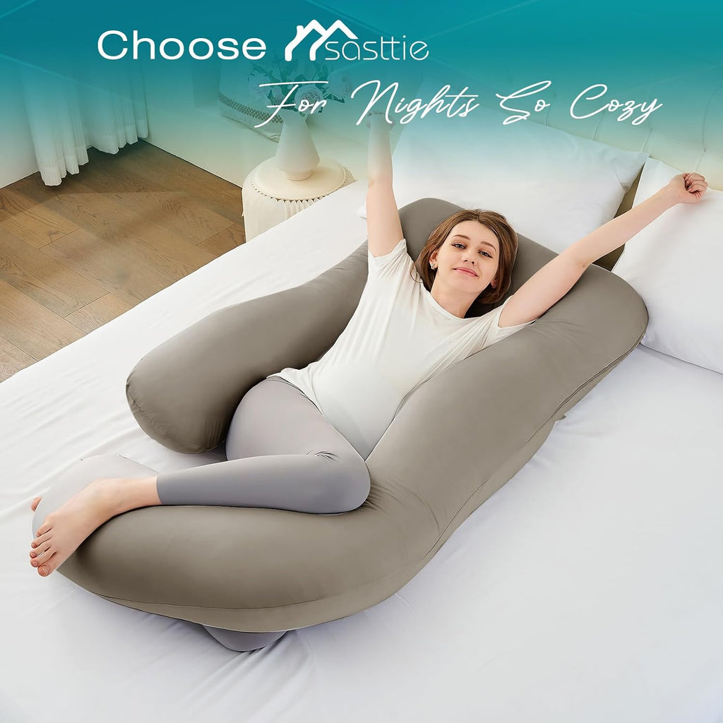 Sasttie Pregnancy Pillows for Sleeping, U Shaped Cooling Full Body Pillow with Removable Cover, Pregnant Women Must Haves, Maternity Essent…