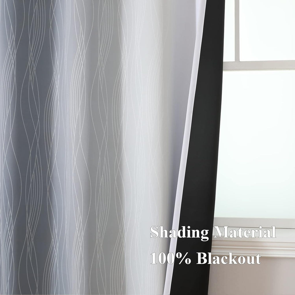 Estelartextiler Estelar Textiler Grey and Grayish White Blackout Curtains 108 Inches Long, Thermal Insulated Drapes for Bedroom, Full Light…