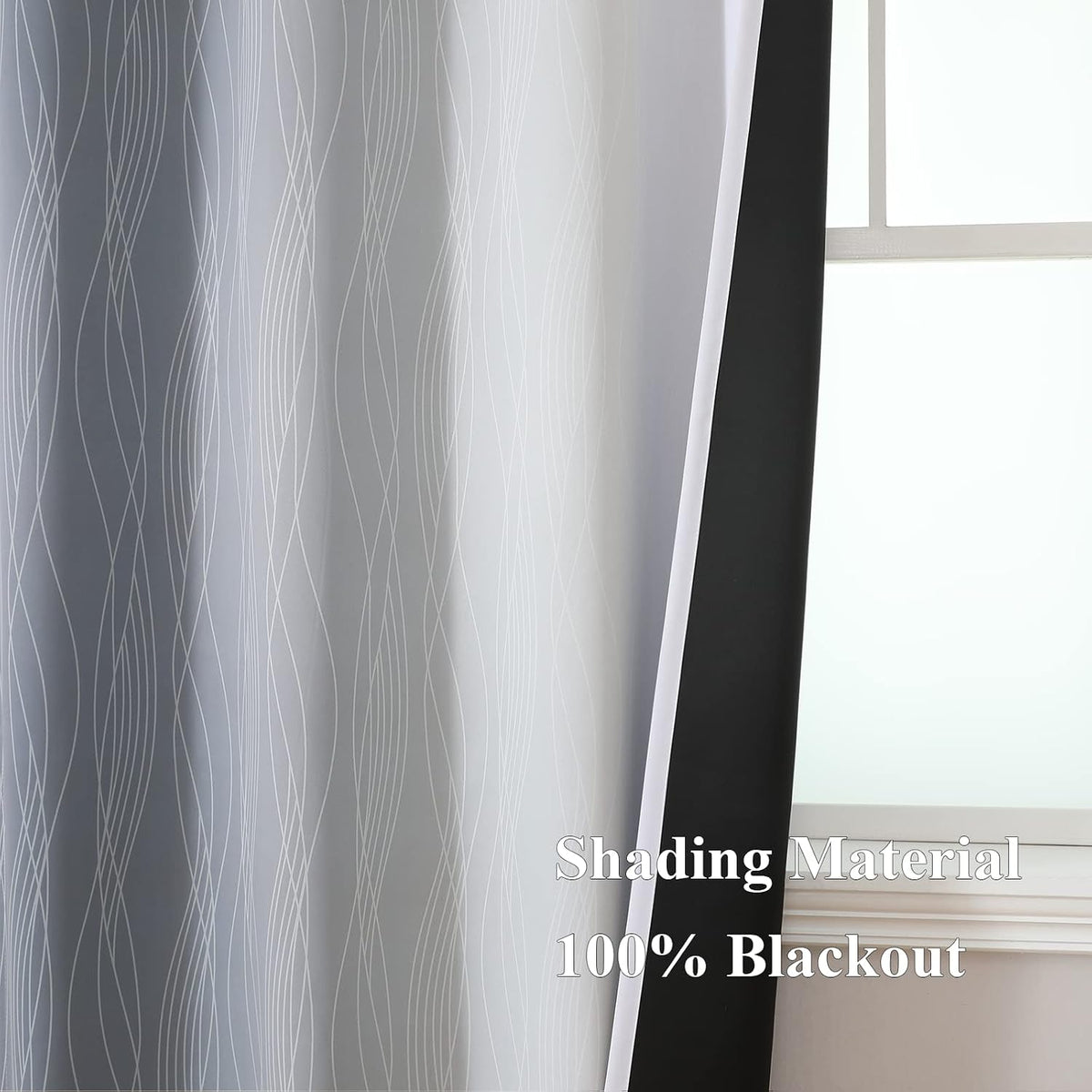 Estelartextiler Estelar Textiler Full Room Darkening Greyish White and Grey Blackout Curtains 84 Inch Length 2 Panels Set, Ombre Thermal In…