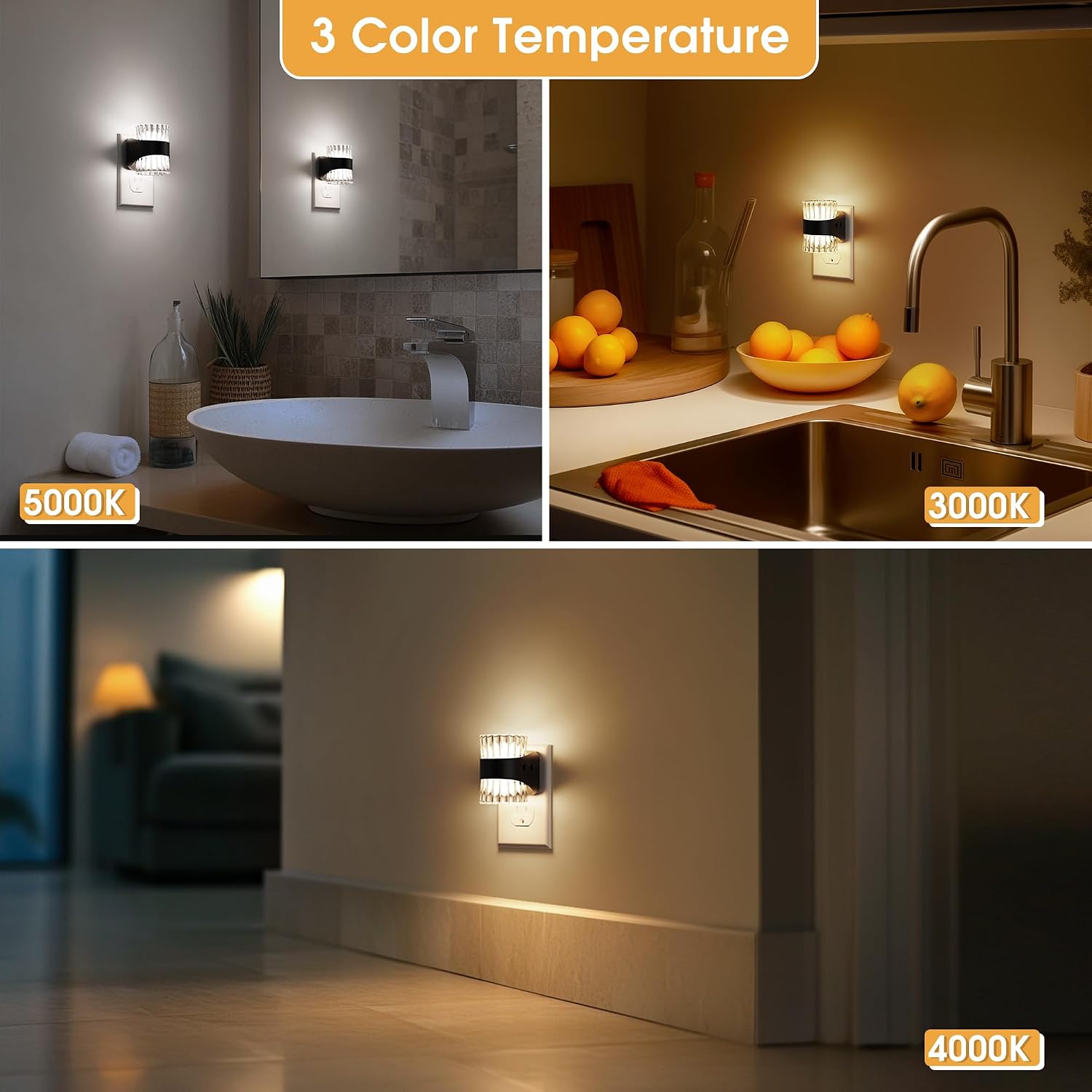 Briignite Night Light, Night Lights Plug into Wall, LED Clear Night Light for Kids, Adjustable Brightness NightLights with Dusk to Dawn…
