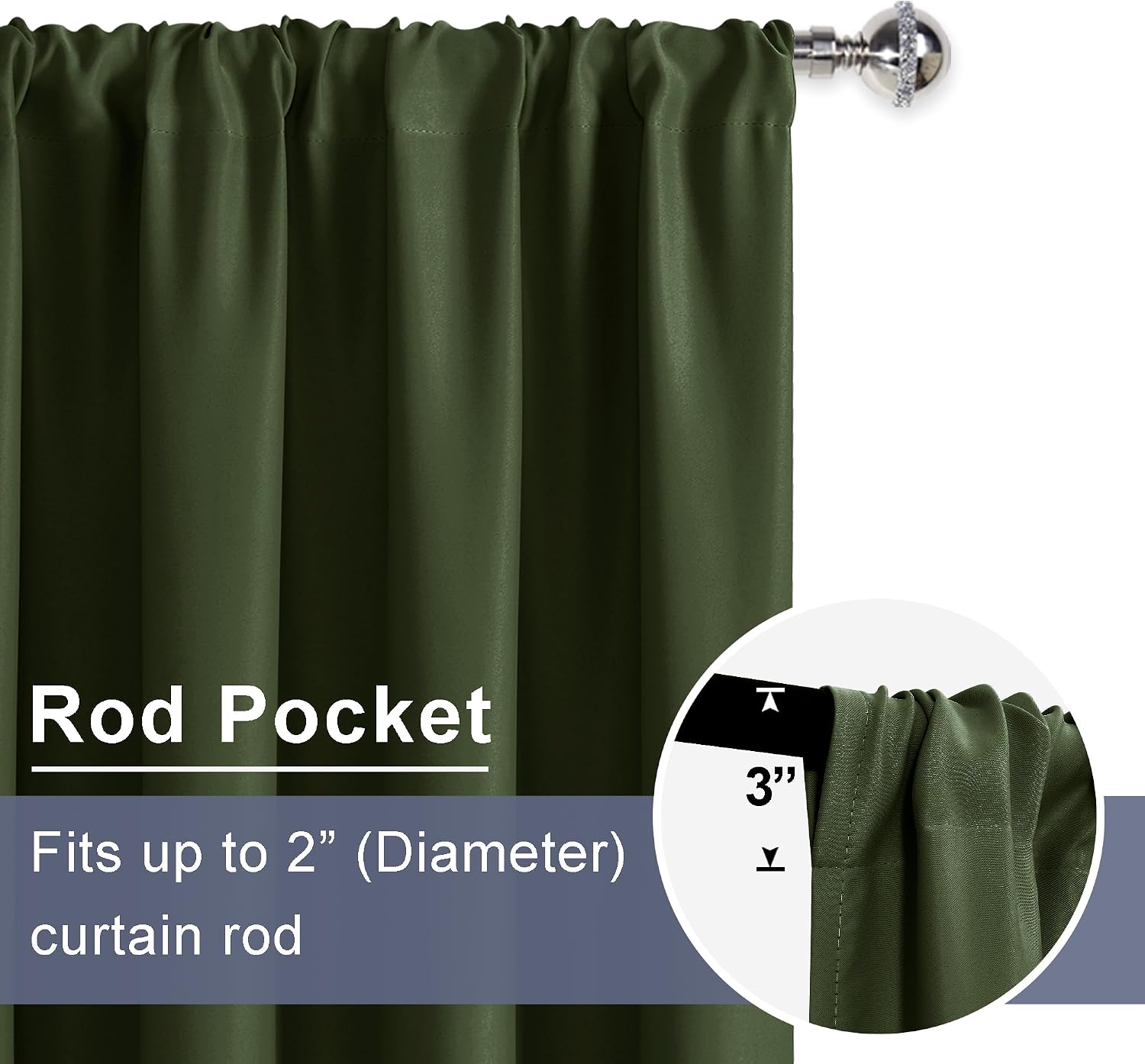 Jiuzhen Christmas Blackout Curtains for Bedroom - Thermal Insulated Room Darkening Rod Pocket Curtains for Living Room, Set of 2 Panels wit…