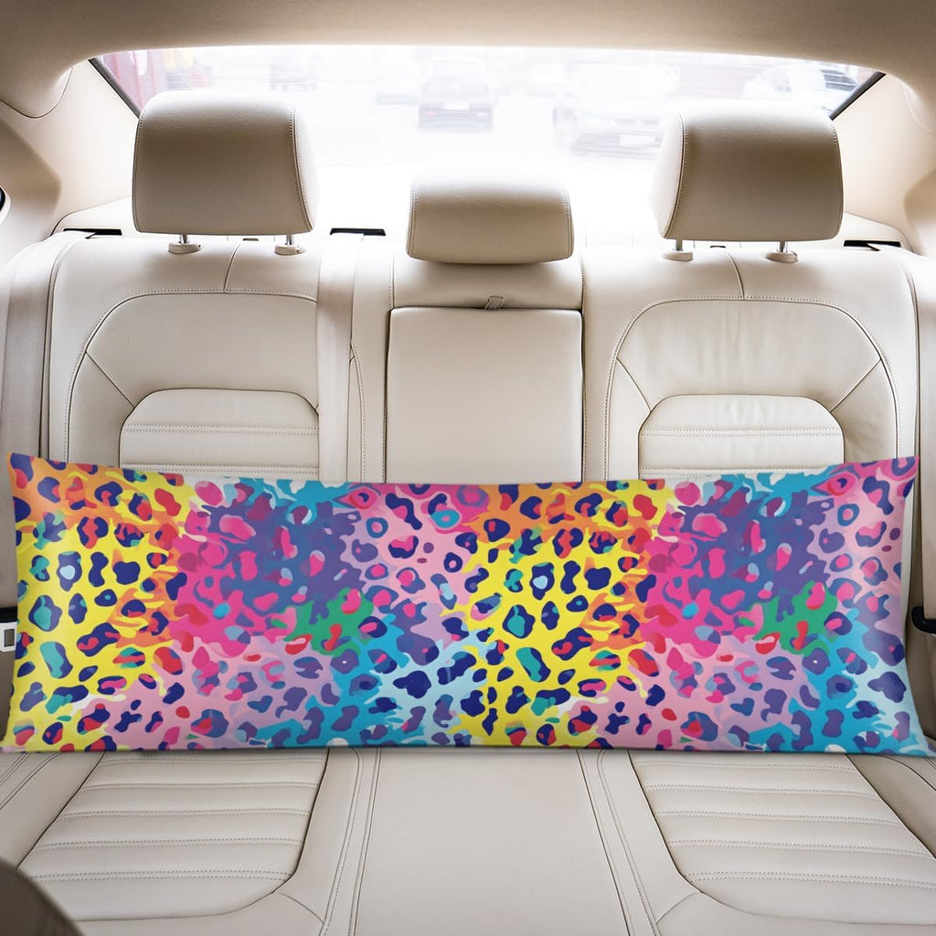 Colorful Leopard Body Pillowcase with Zipper, 20x54 Satin Pillowcase for Hair and Skin, Girls Teens Smooth Full Body Pillow Cases Bedroom…