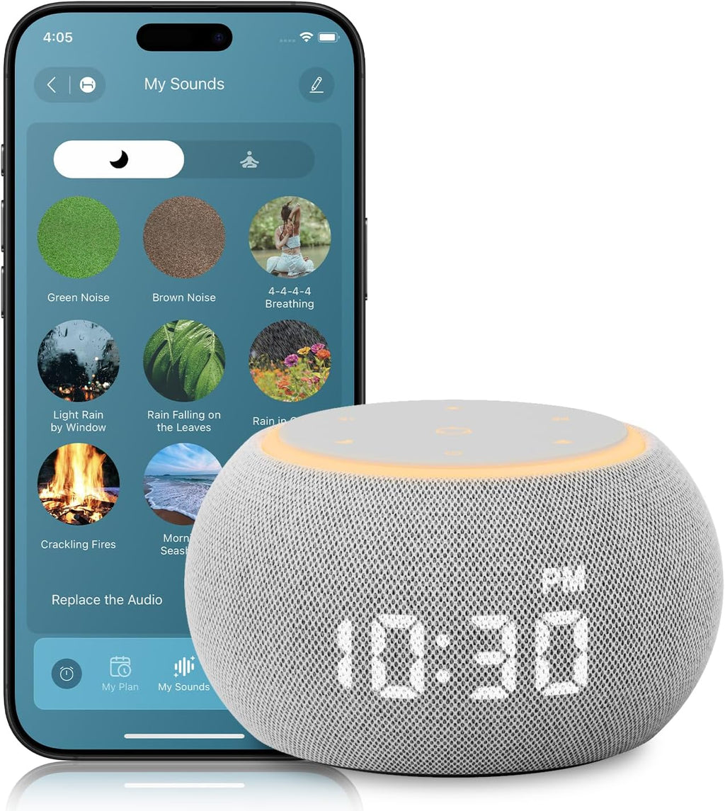 Santebee Sound Machine for Sleep White Noise Machine for Adults Night Light, Luna Pro 507 Soothing Sounds, Dual-stage Alarm&Snooze, Smart…