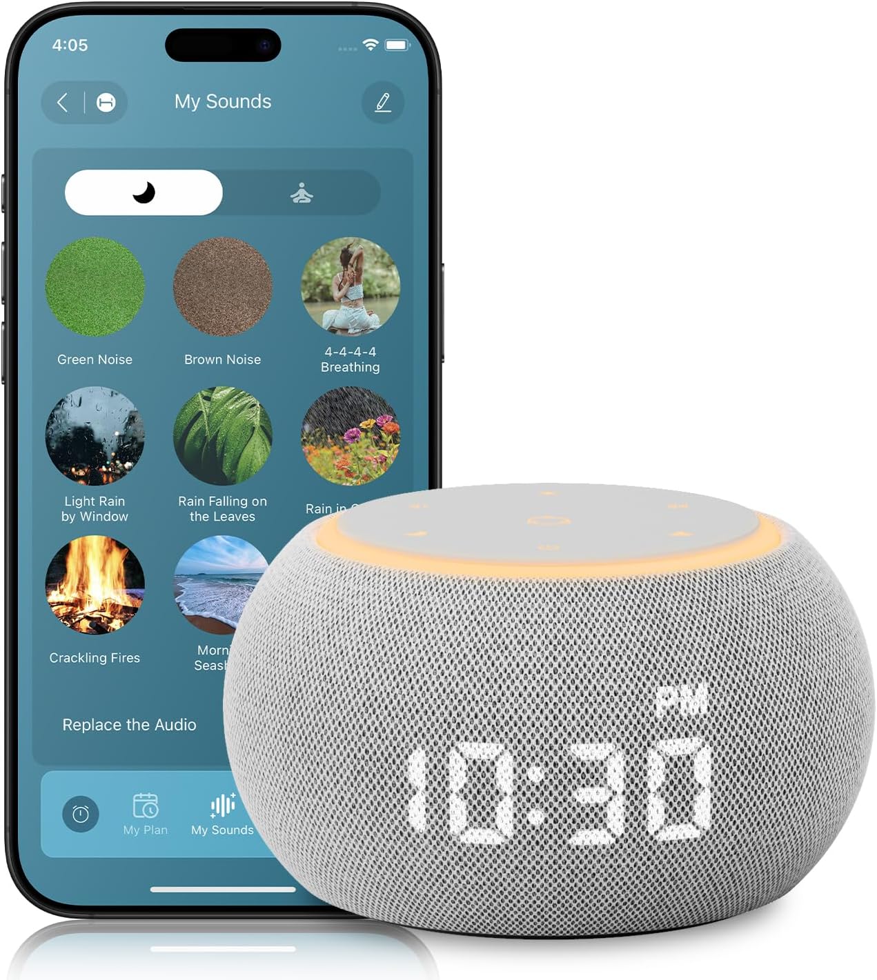 Santebee Sound Machine for Sleep White Noise Machine for Adults Night Light, Luna Pro 507 Soothing Sounds, Dual-stage Alarm&Snooze, Smart…