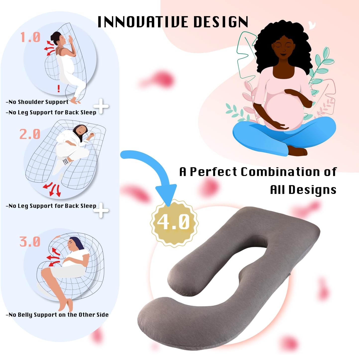 ALLOPERA Pregnancy Pillow, Full Body Maternity Pillow 57 inch, with Removable Washable Cover - Sleep Support for Legs, Back, Neck…