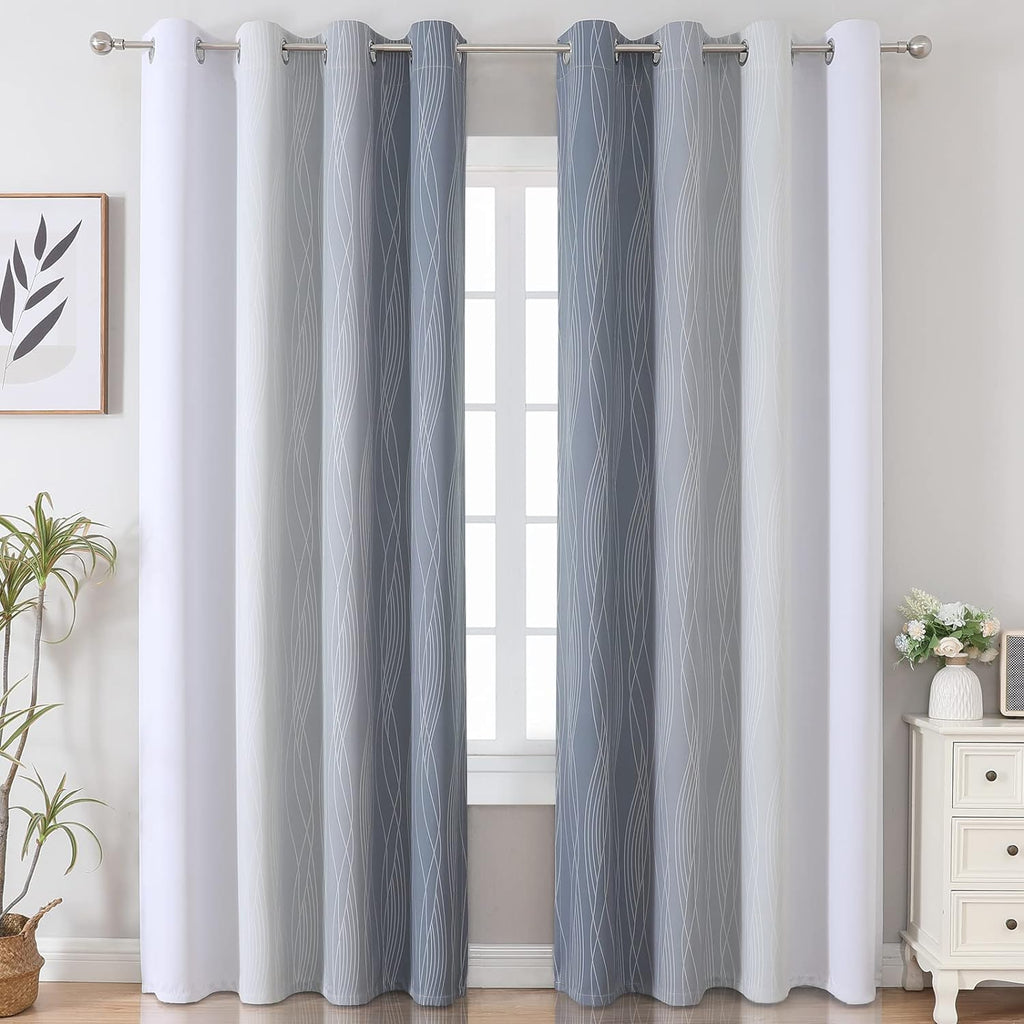 Estelartextiler Estelar Textiler Grey and Greyish White Blackout Curtains & Drapes for Bedroom, Thermal Insulated Ombre Blackout Drapes, Full…