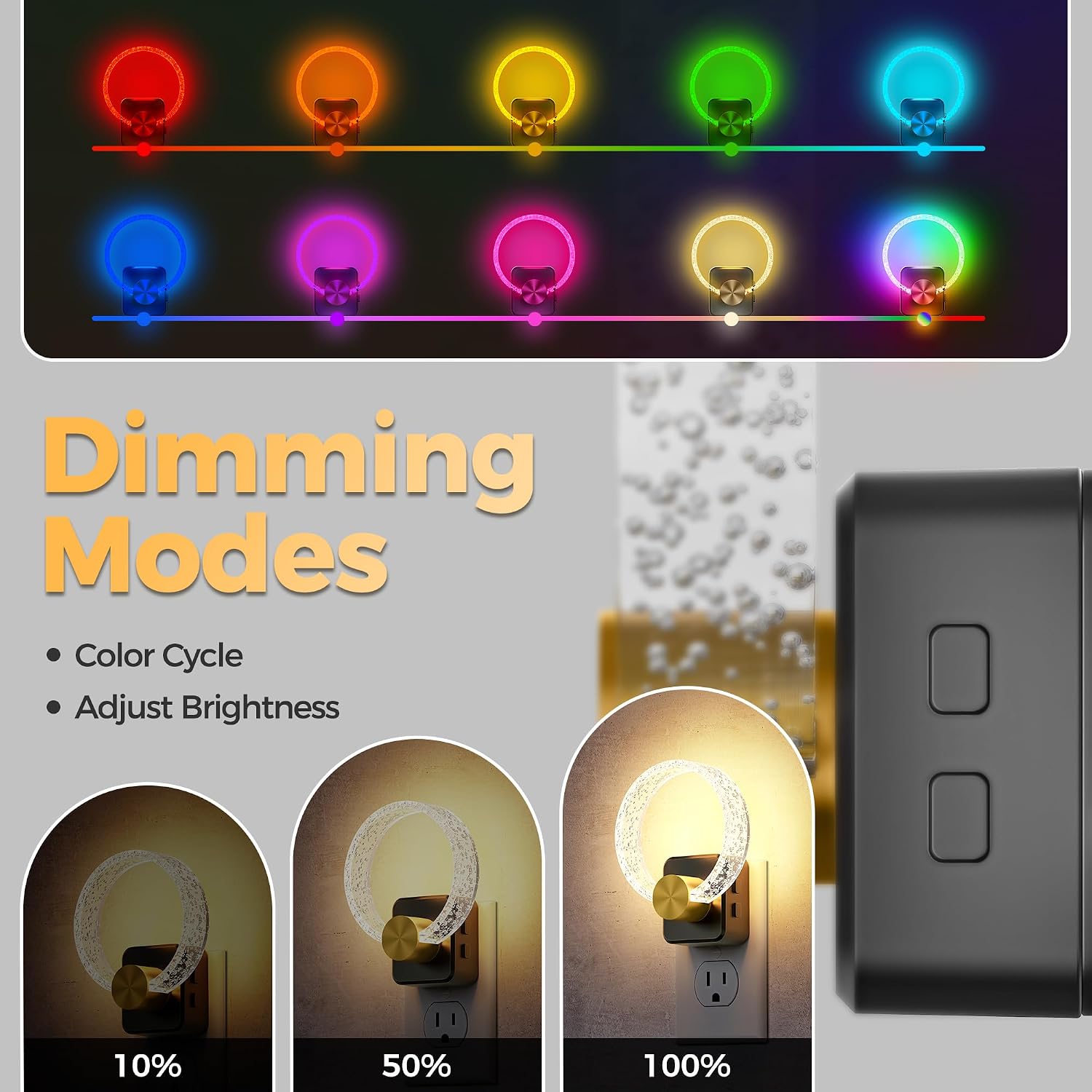 DORESshop Night Lights Plug into Wall, LED Night Light Color Changing RGB with Dusk-to-Dawn Sensor, Adjustable Brightness, Dimmable…