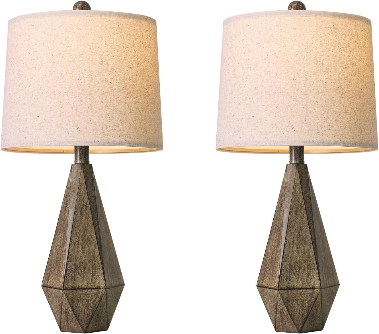 PoKat 23.5'' Table Lamps Set of 2 for Bedroom, Farmhouse Nightstand Lamps for Living Room, Rustic Bedside Lamps with Linen Lampshade for…
