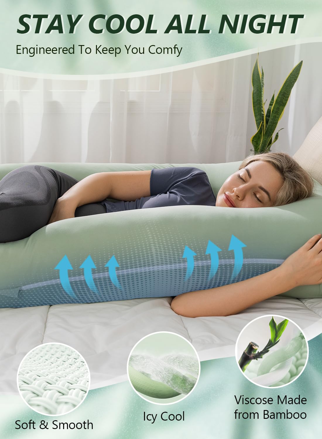 Meiz Pregnancy Pillow, U Shaped Pregnancy Pillows for Sleeping Cooling, 55 Inch Maternity Pillow for Pregnant Women, Body Pillows for Adult…