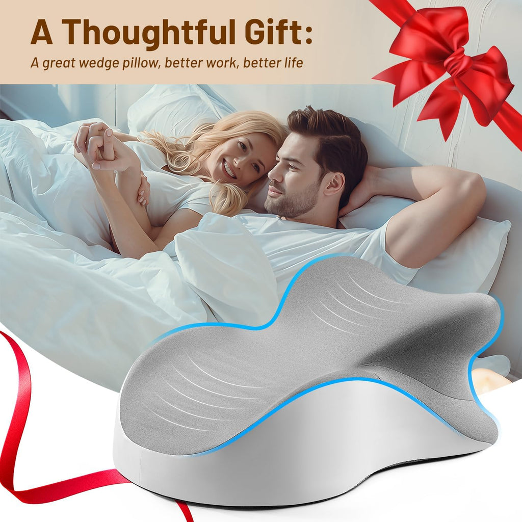 YRuiSofut Memory Foam Ergonomic Wedge Pillow, Reading Pillow for Bed, Headboard Pillow Support for Back Pain, Acid Reflux & Sitting…