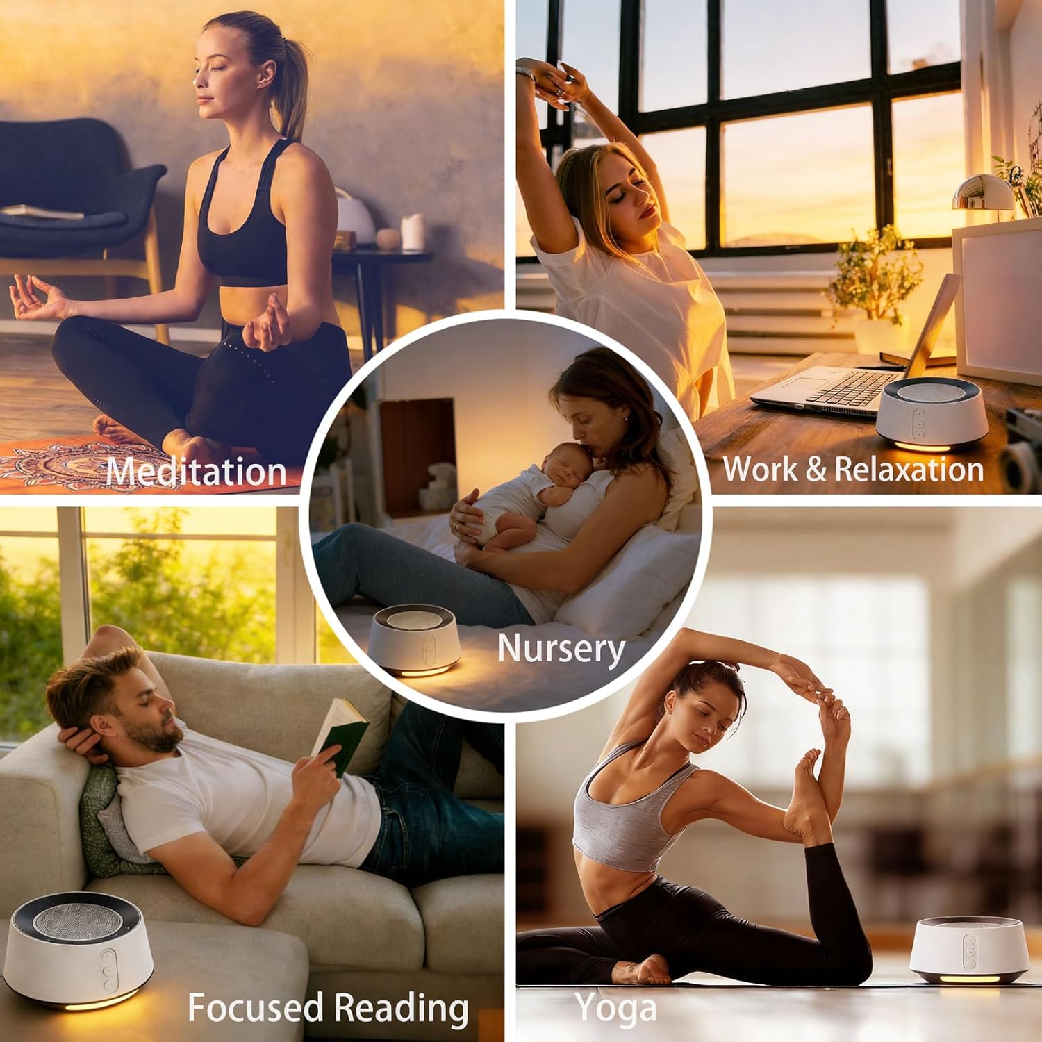BGOVERSSWhiteNoiseMachine White Noise Machine with Night Light – 20 Soothing Sounds, 10 Color Lights, 5 Timer Settings & Memory Function, P…