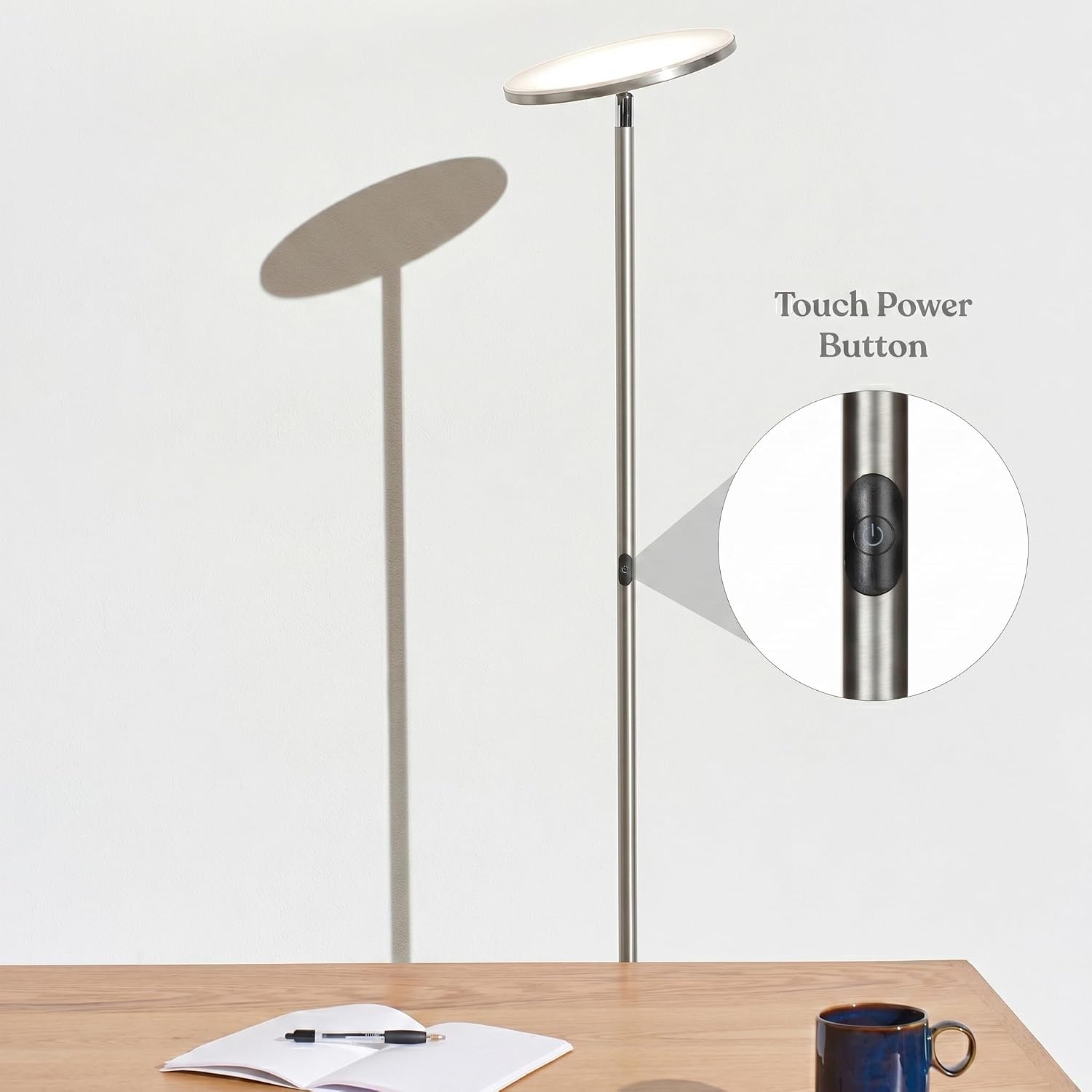 Brightech Sky LED Floor lamp, Torchiere Super Bright Floor Lamp for Living Room Decor & Office - Dimmable, Tall Standing Lamp with Warm Lig…