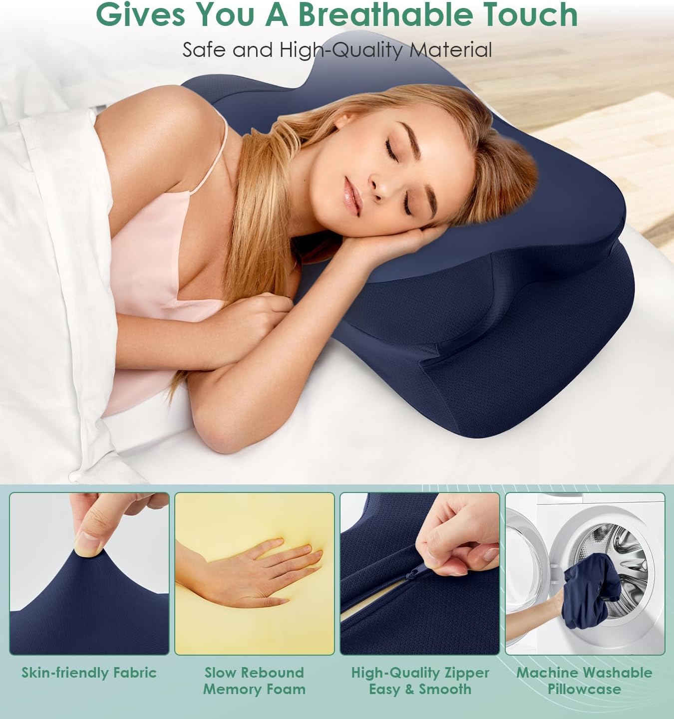 Donama Cervical Pillow for Sleeping, Contour Memory Foam Pillow for Neck and Shoulder Support, Ergonomic Neck Pillow for Side Back Stomach…