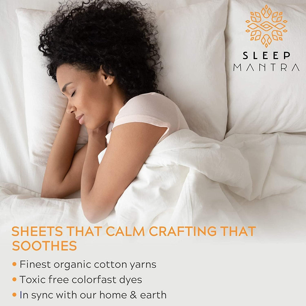 SleepMantra Sleep Mantra 100% Organic Cotton Twin Bed Sheet Set - Soft & Cooling Percale Weave - 4 Piece Bedding Set with Deep Pocket - GOT…
