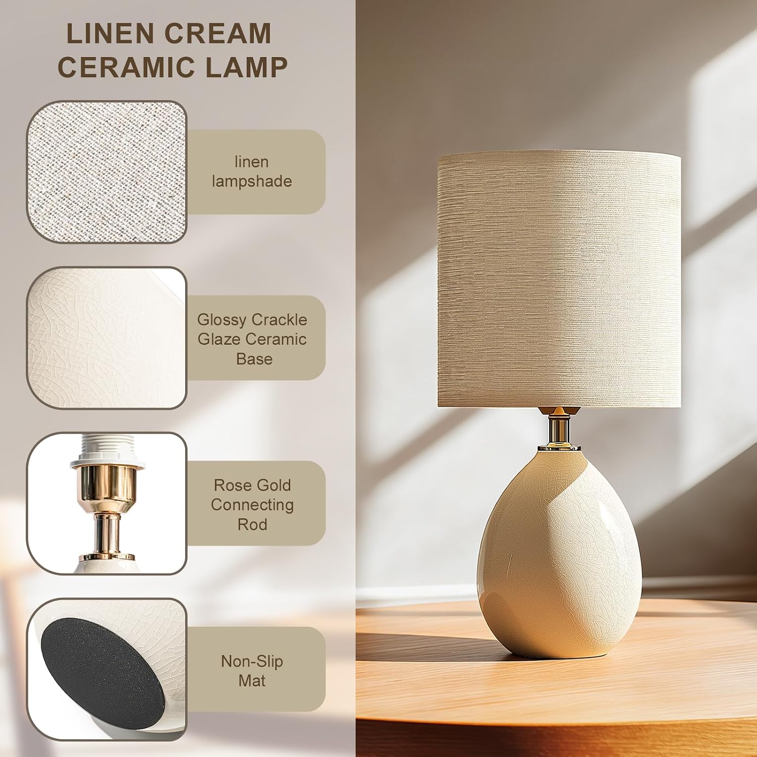 Dawnwake 18.5" Table Lamps Set of 2 for Living Room Bedroom, Bedside Lamps for Night Stands, Desk Nightstand Lamp Dimmable, Modern Linen…