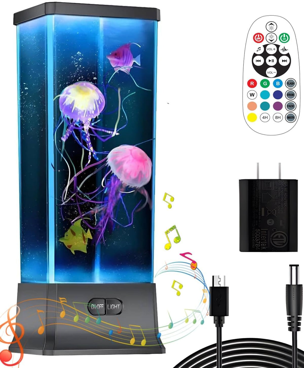 COLORLIFE Cool Electric Jellyfish Lamp with Bluetooth Speaker Music Gift for Boys Girls Adults Aquarium Tank Sensory Mood Night Light for…