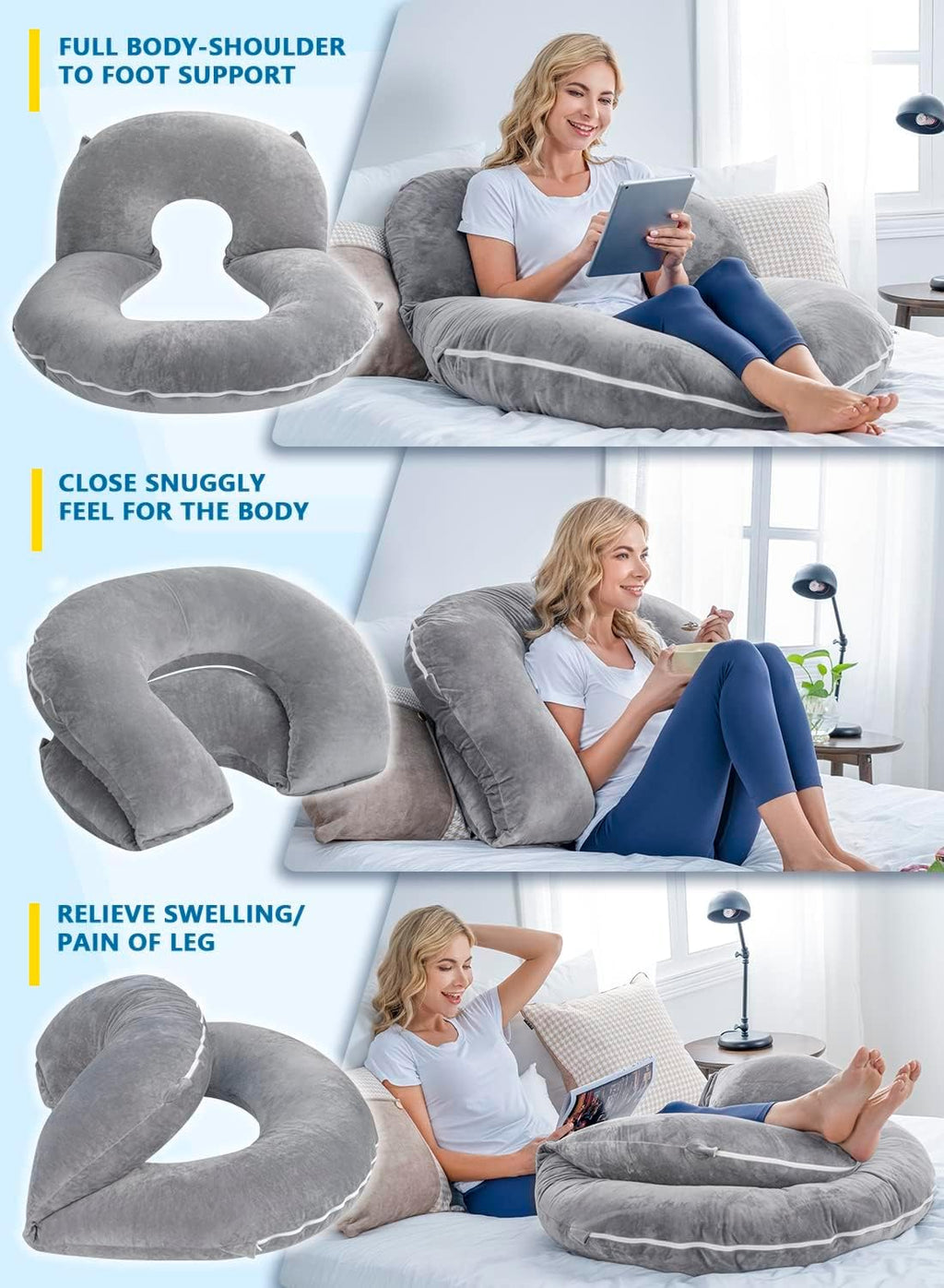 Insen Reading Pillow, Back Pillow for Sitting in Bed for Reading, Nurse & Relax, Reading Pillow for Adults, Moms & Kids, Sit Up Pillow for…